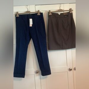 Banana Republic Navy and White Striped Trousers and brown skirt.Size 4.
New